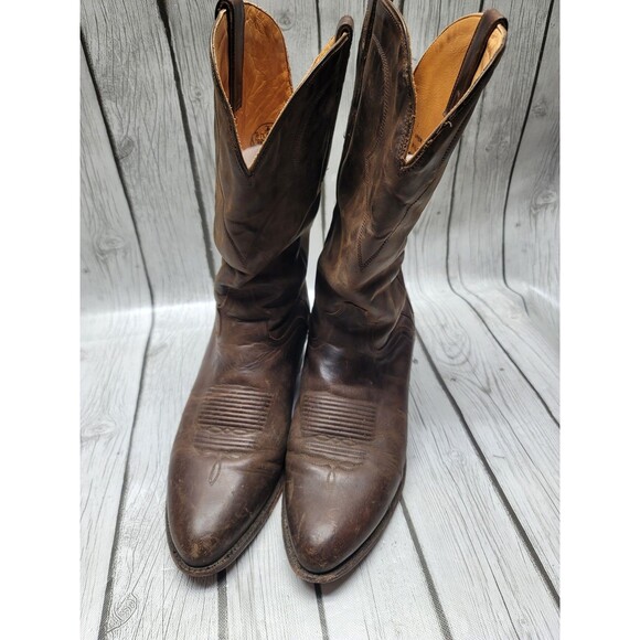 El Dorado Men’s 12 D Cowboy Roper Boots Distressed Brown Leather ED2224 Read main image 5